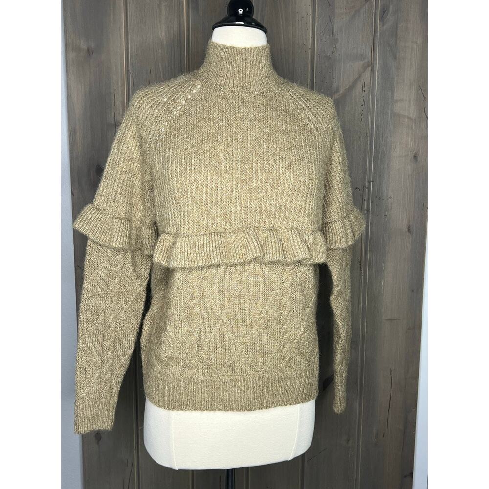 Vero moda XS LS high neck blouse  sepia tint ruffled sweater